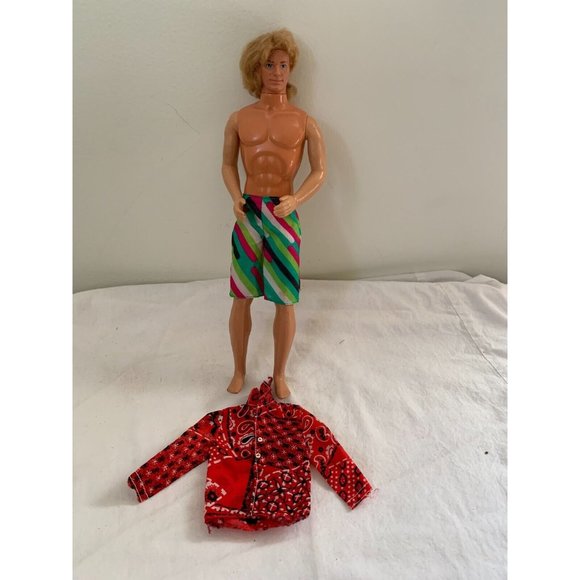 Barbie Other - Barbie Ken Blonde Hair 1984 with Bath Play Fun Steven Shorts and Towel Extra